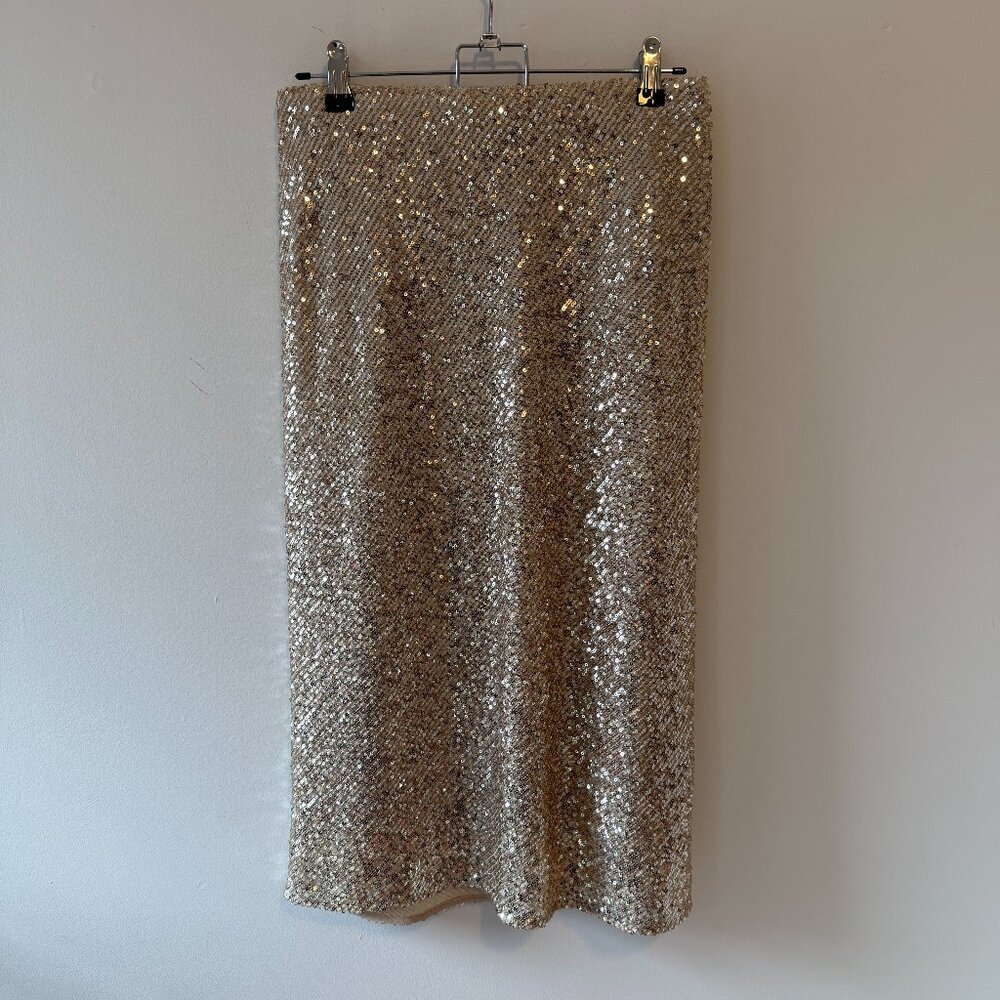 Glittery Gold Sequined Midi Skirt from Banana Republic